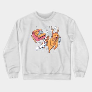 Christmas Dog Cat Sled Crewneck Sweatshirt